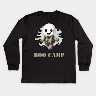 Boo Camp Ghost Halloween Army Funny Meme Kids Long Sleeve T-Shirt